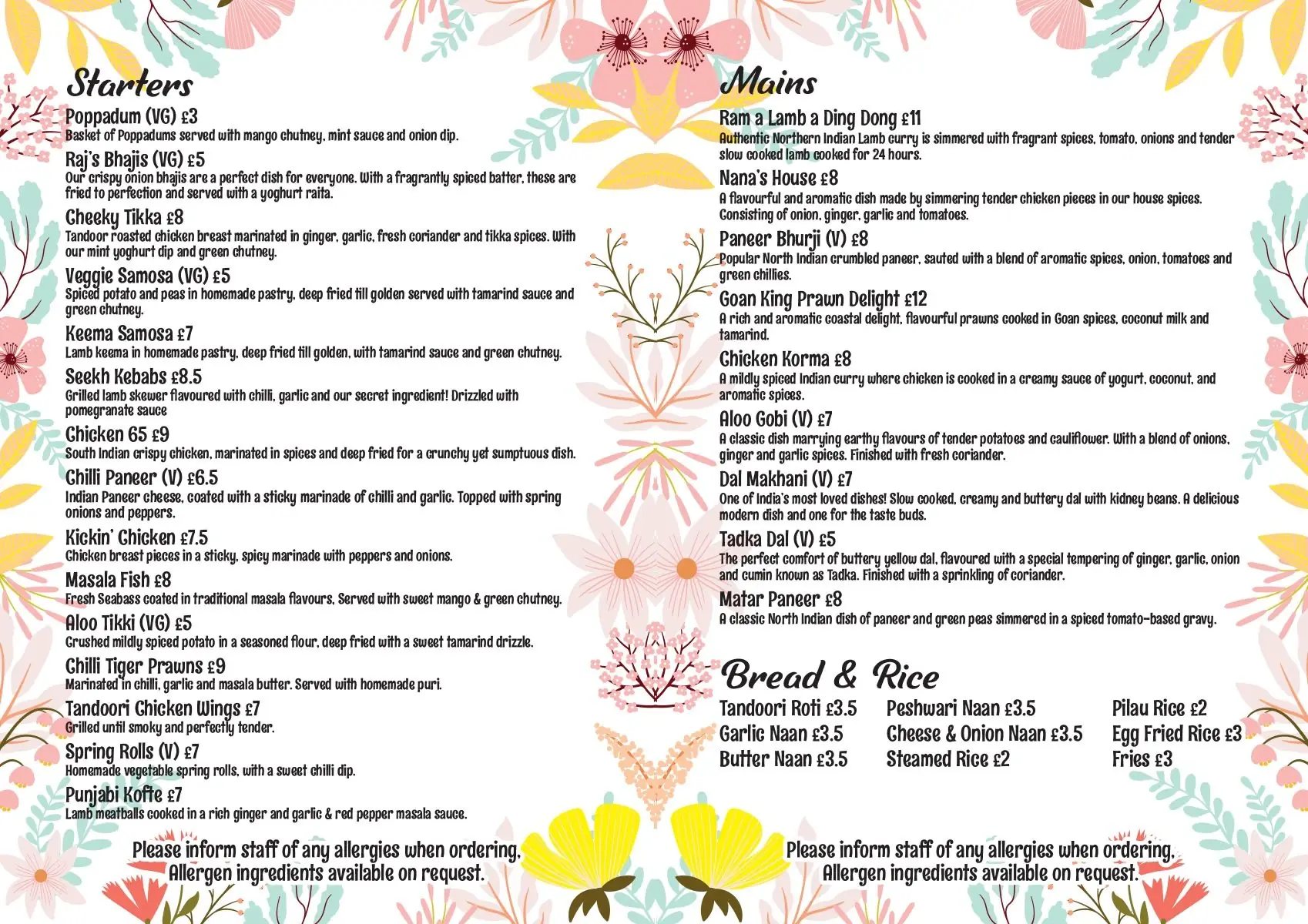 Takeaway menu page 2